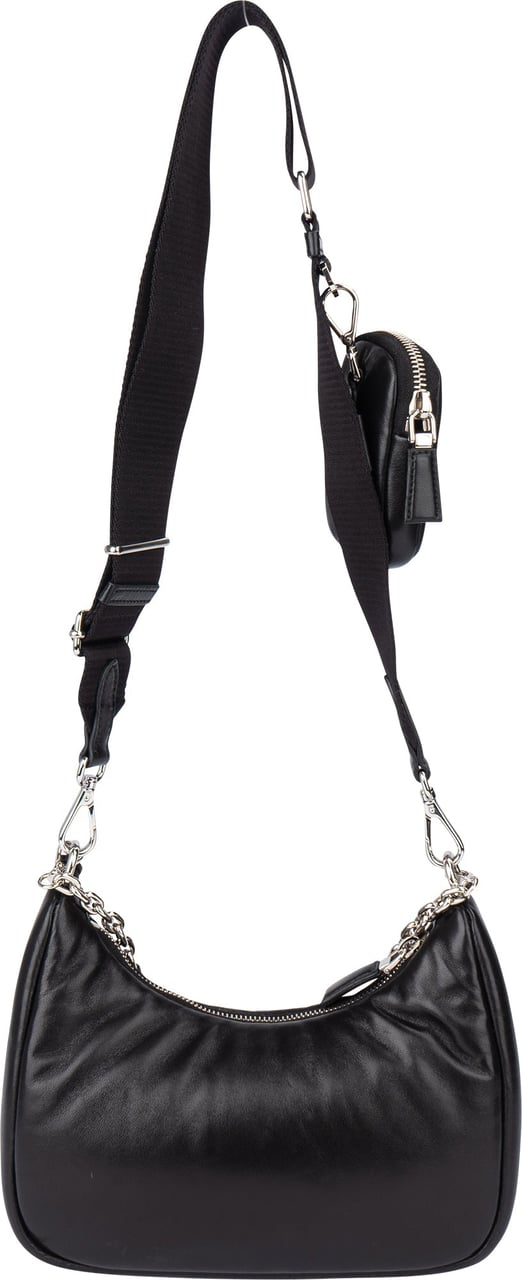 Prada Prada Soft Leather Triangle Re-Edition Crossbody Bag Zwart
