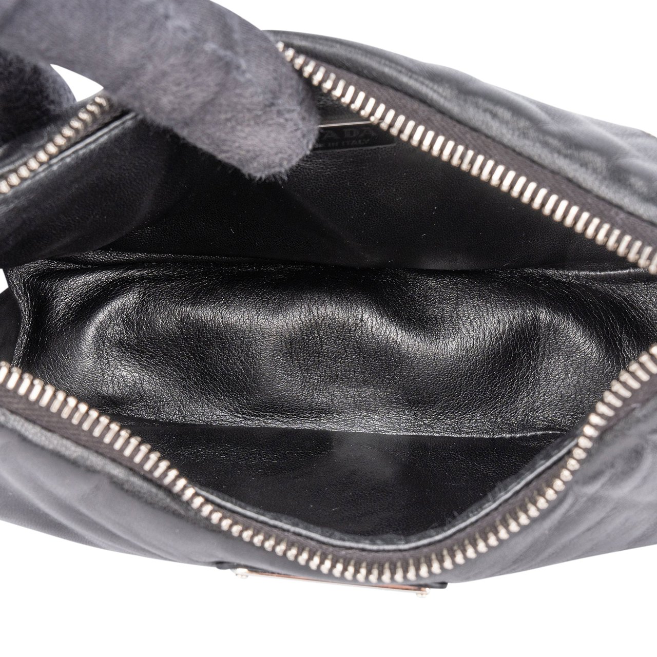 Prada Prada Soft Leather Triangle Re-Edition Crossbody Bag Zwart