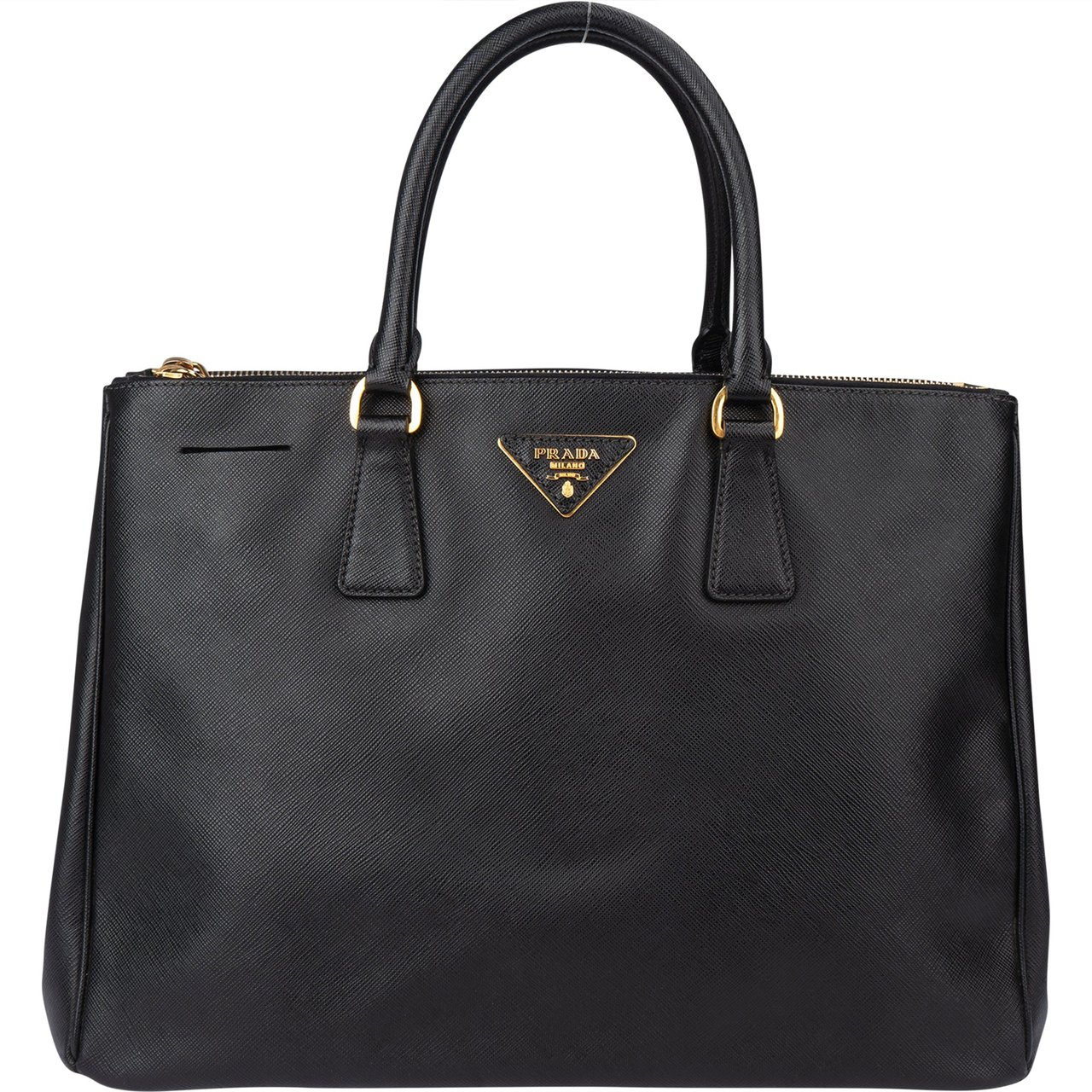 Prada Prada Black Saffiano Leather Galleria Handbag Zwart