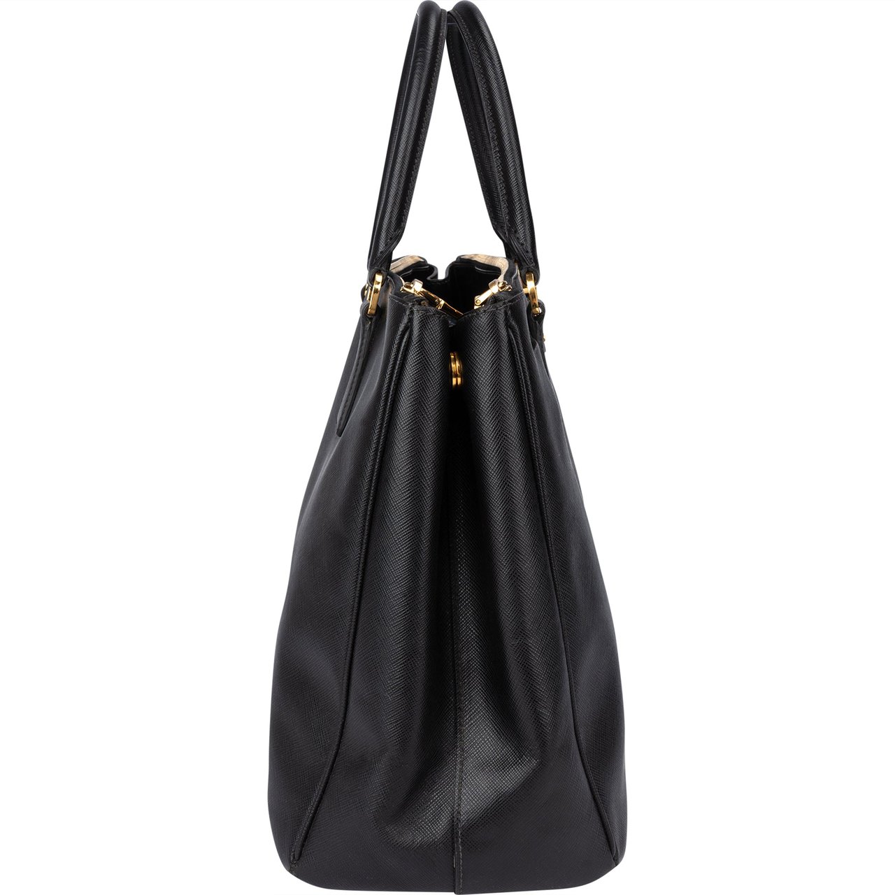 Prada Prada Black Saffiano Leather Galleria Handbag Zwart