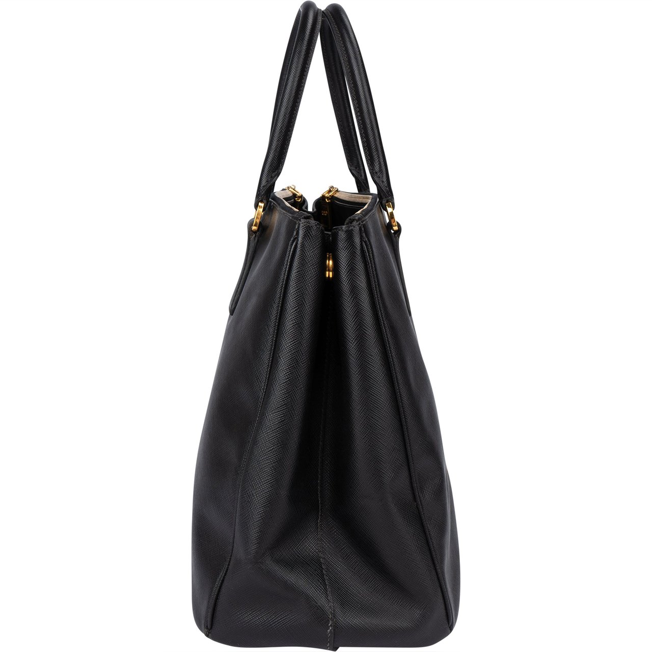Prada Prada Black Saffiano Leather Galleria Handbag Zwart
