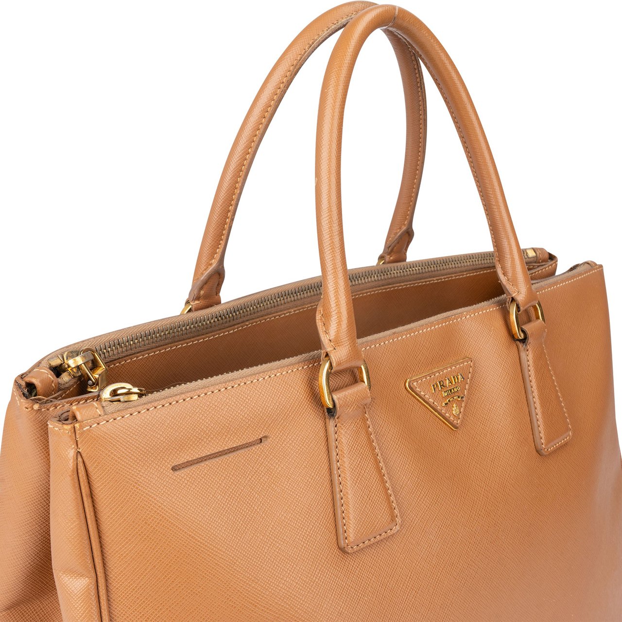 Prada Brown Leather Galleria Handbag Bruin