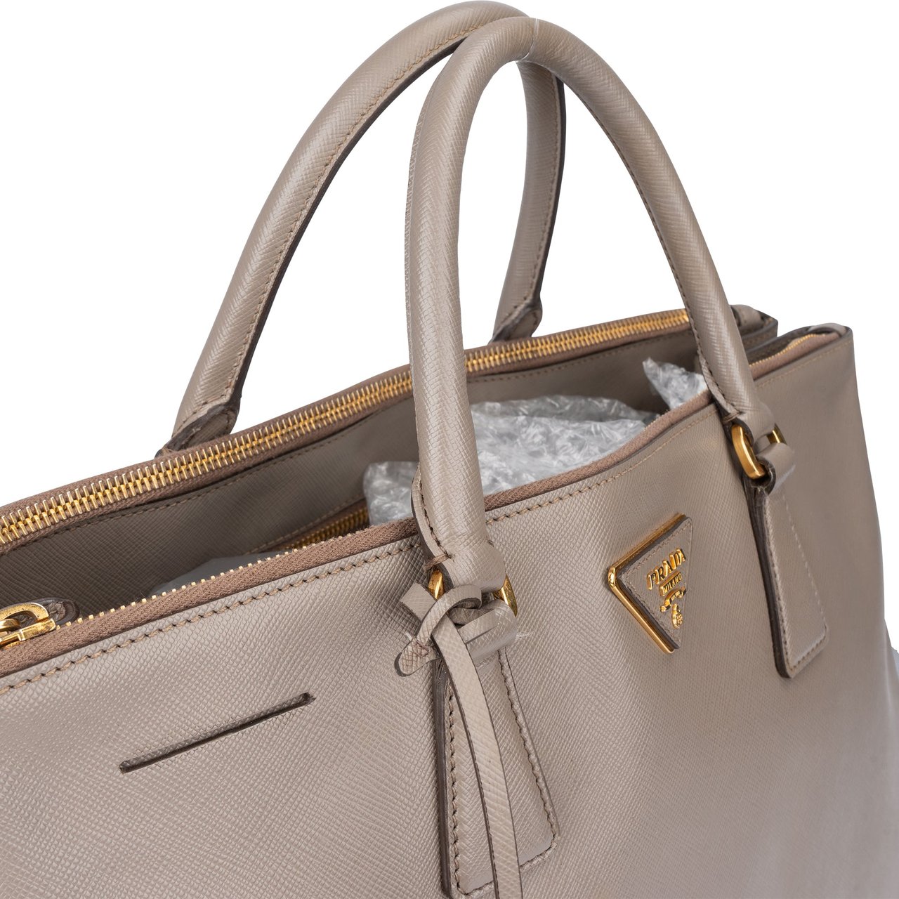 Prada Prada Grey Saffiano Leather Galleria Handbag Divers
