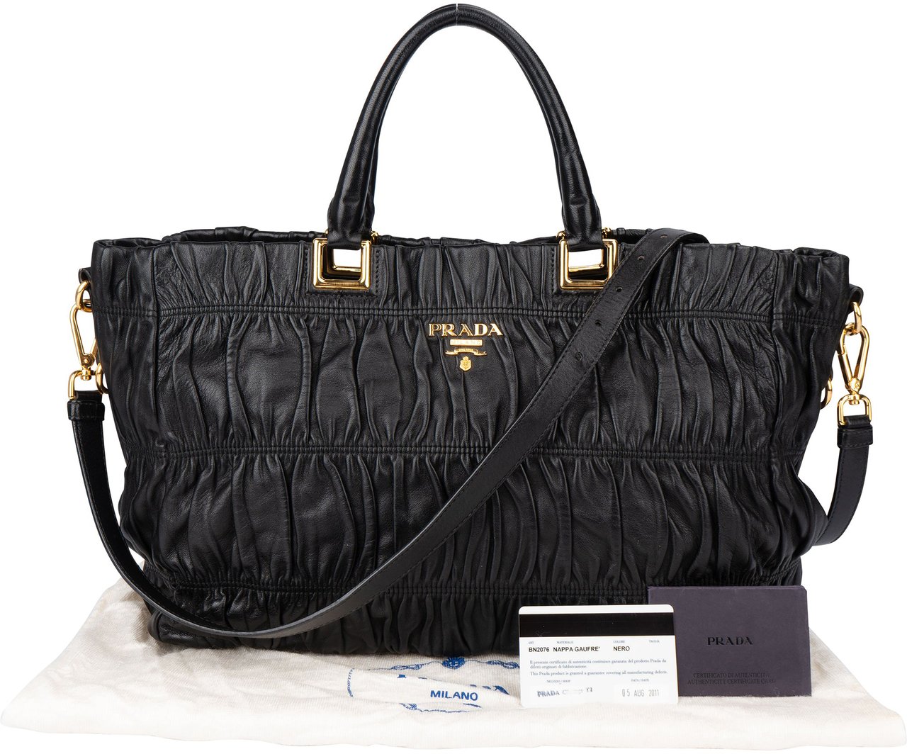 Prada Prada Quilted Leather City Handbag Zwart