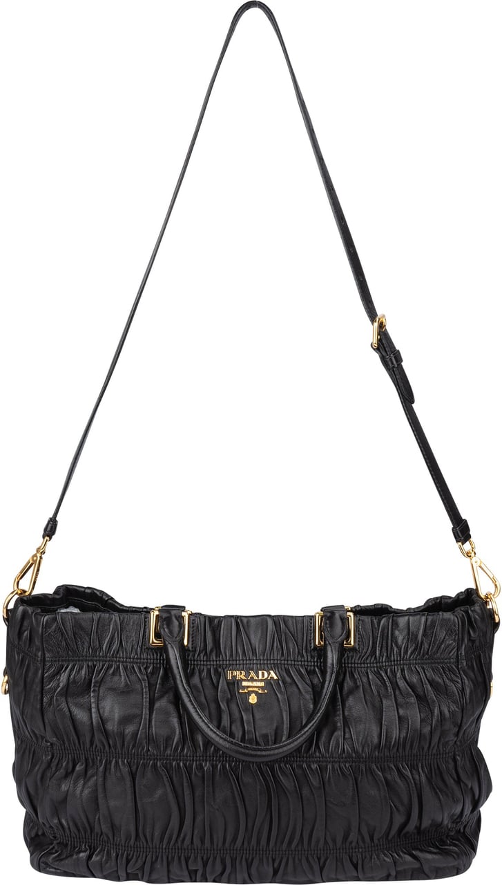 Prada Prada Quilted Leather City Handbag Zwart