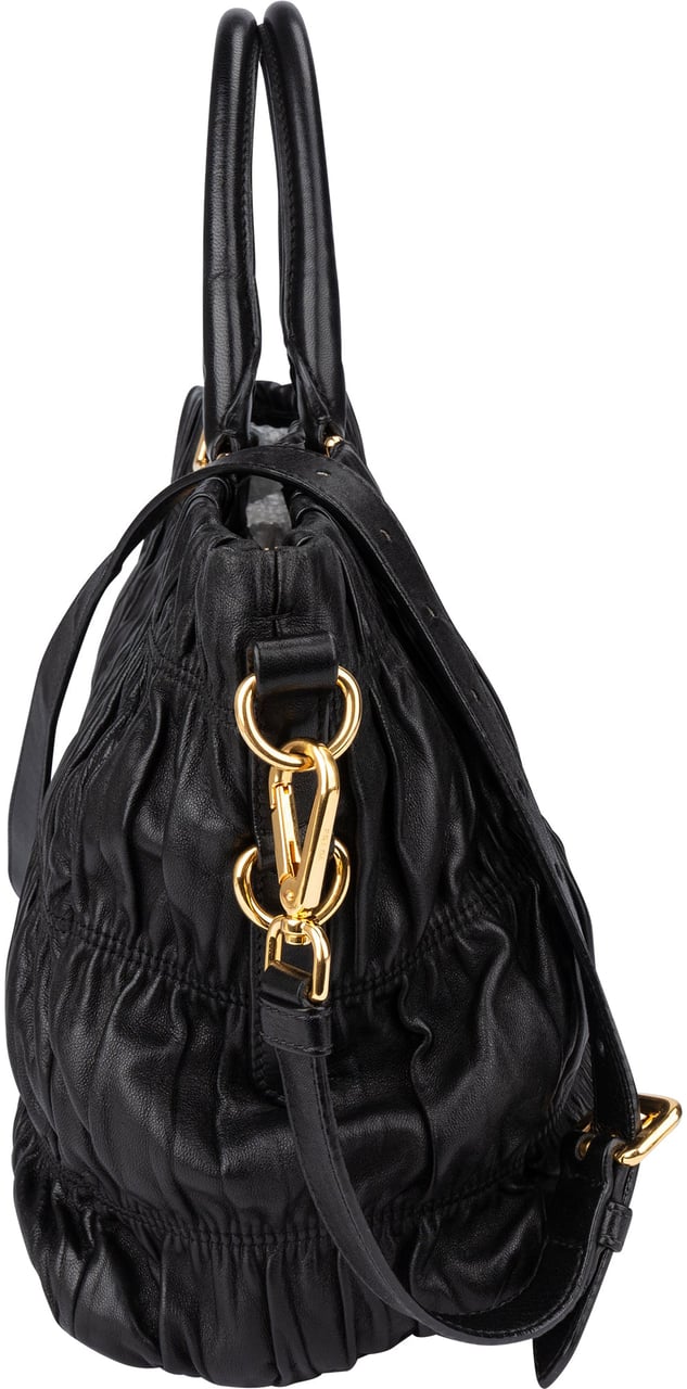 Prada Prada Quilted Leather City Handbag Zwart
