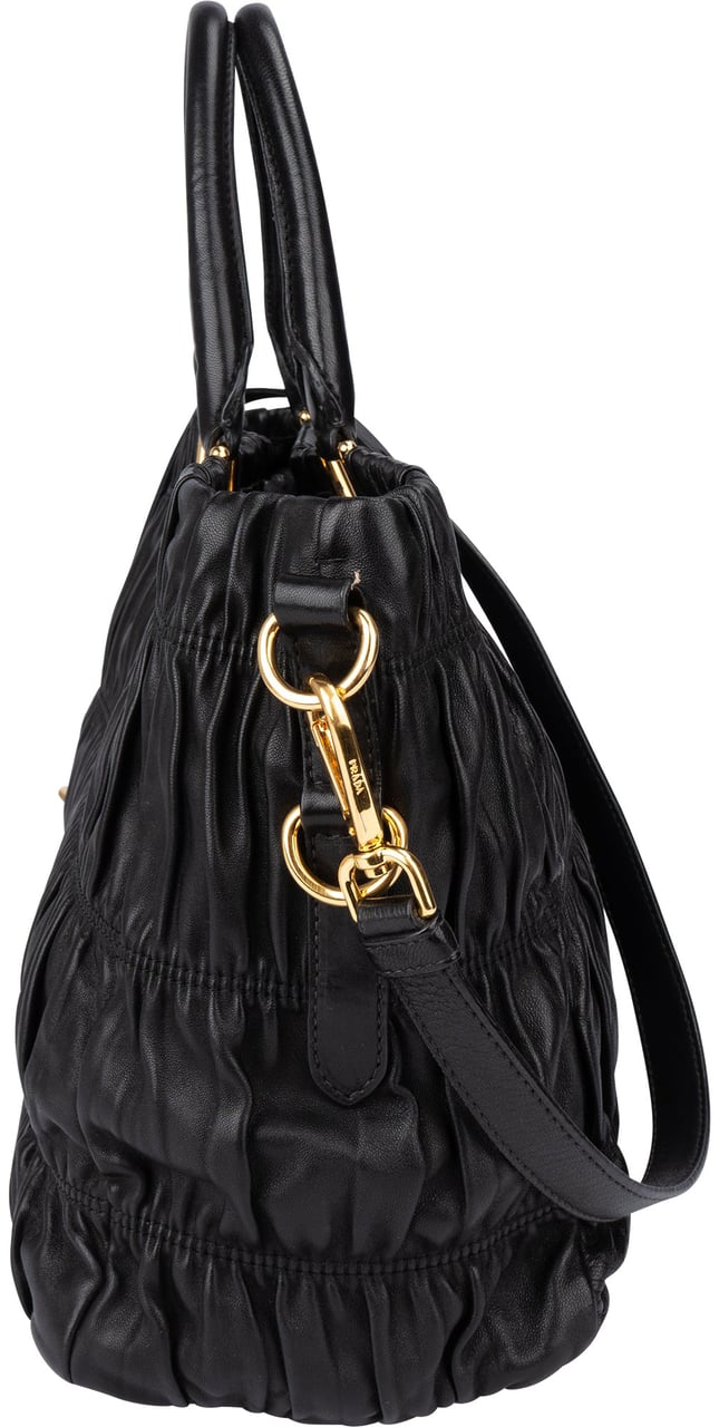 Prada Prada Quilted Leather City Handbag Zwart
