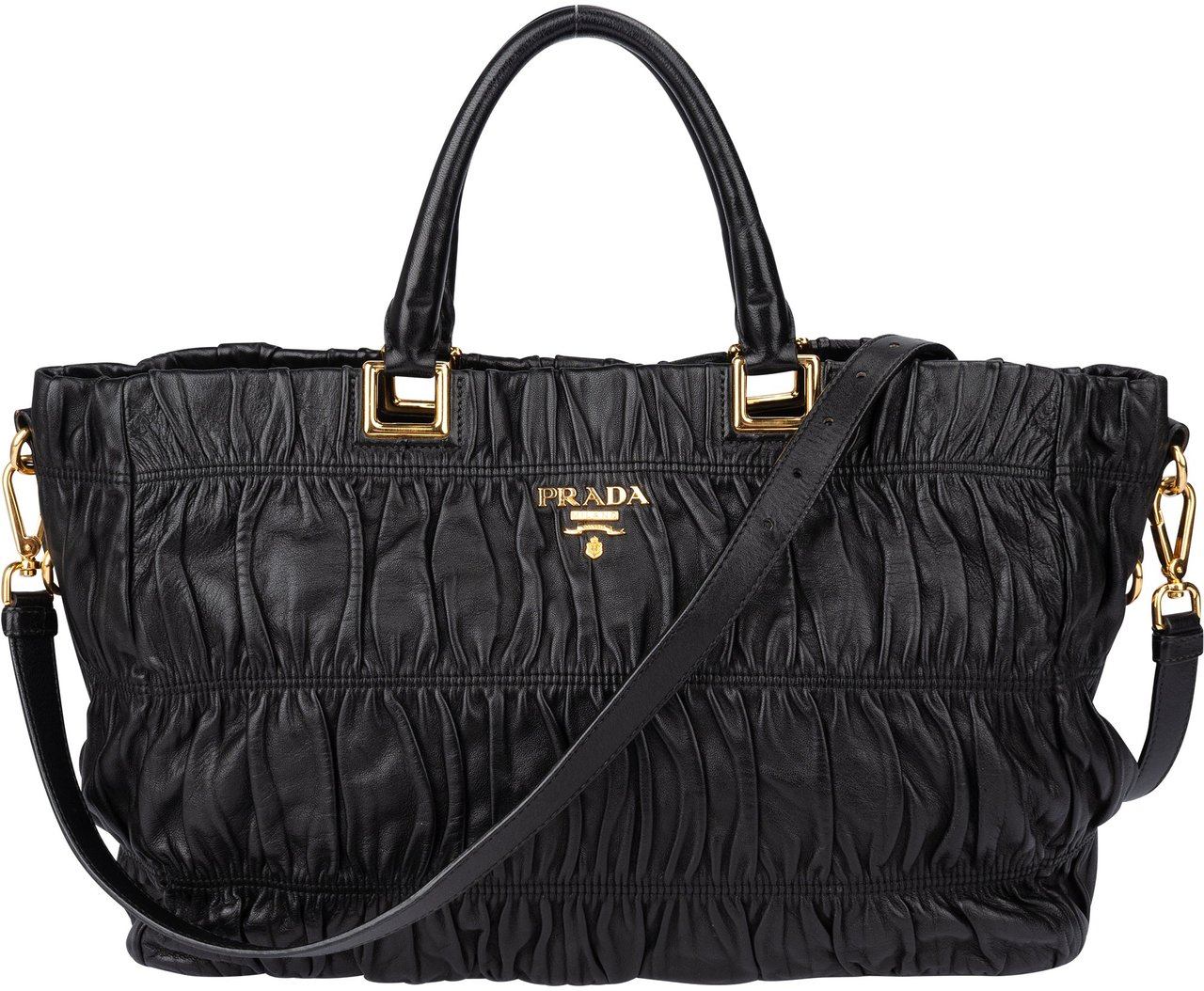 Prada Prada Quilted Leather City Handbag Zwart