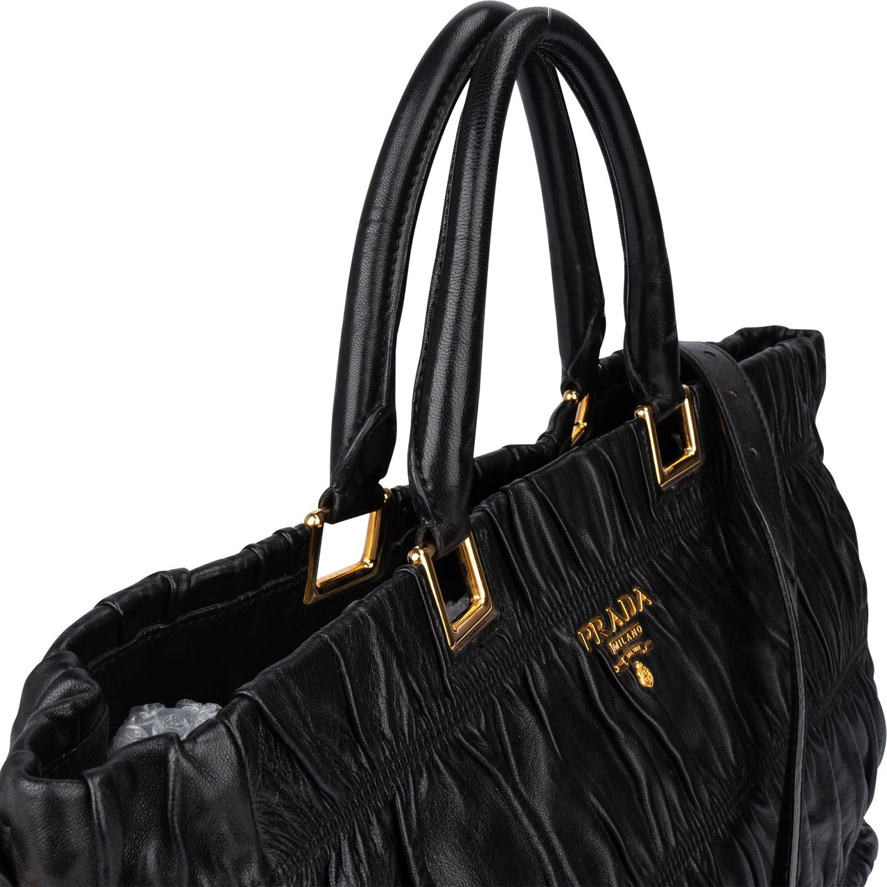 Prada Prada Quilted Leather City Handbag Zwart
