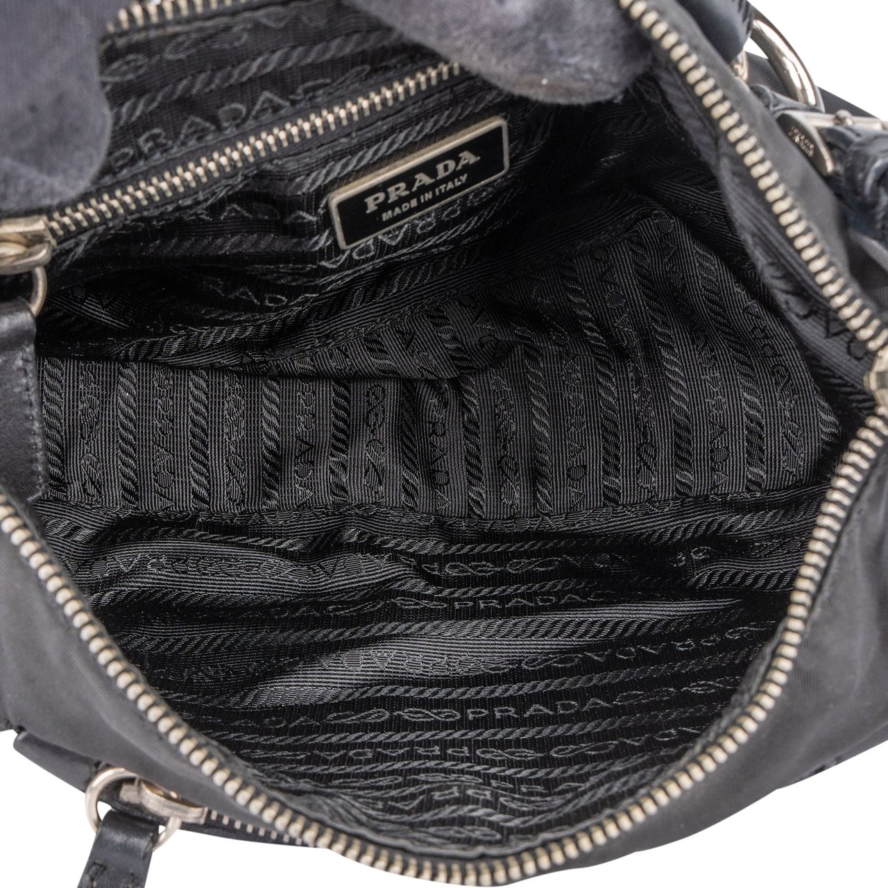 Prada Prada Nylon Triangle Shoulder Bag Zwart
