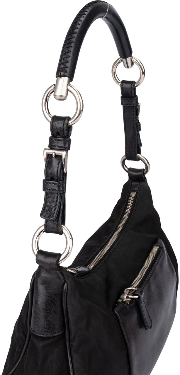 Prada Prada Nylon Triangle Shoulder Bag Zwart