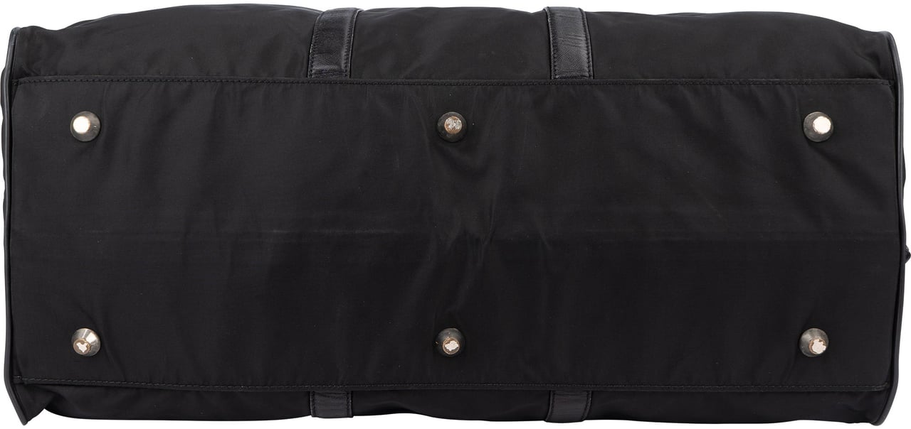 Prada Prada Black Safffiano Leather Triangle Duffle Bag 55 Zwart