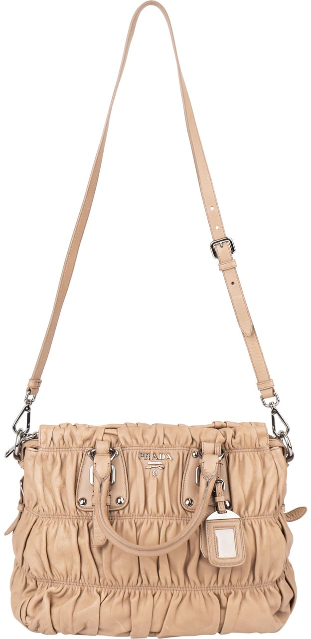 Prada Quilted Leather City Handbag Bruin