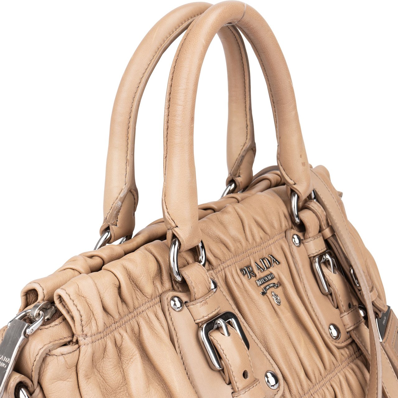 Prada Quilted Leather City Handbag Bruin