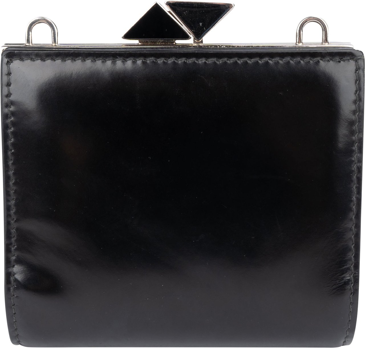 Prada Prada Patent Leather Triangle Wallet On Chain Zwart