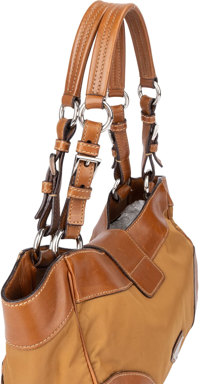 Prada Prada Brown Nylon Triangle Handbag Bruin
