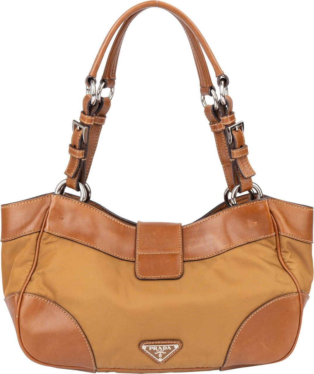 Prada Prada Brown Nylon Triangle Handbag Bruin