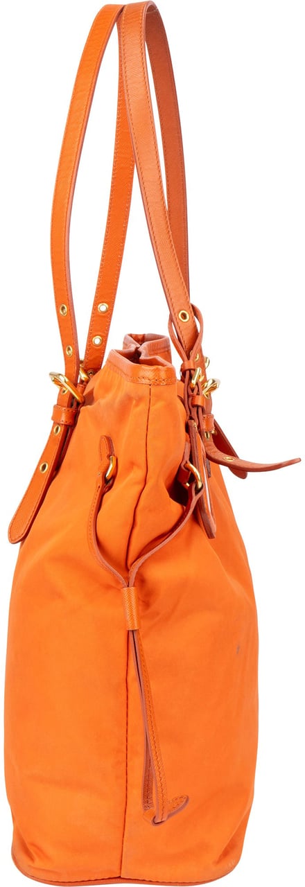 Prada Prada Saffiano Orange Nylon Handbag Oranje