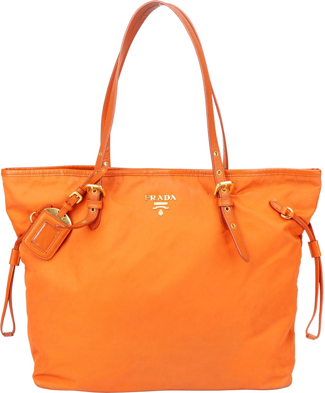 Prada Prada Saffiano Orange Nylon Handbag Oranje