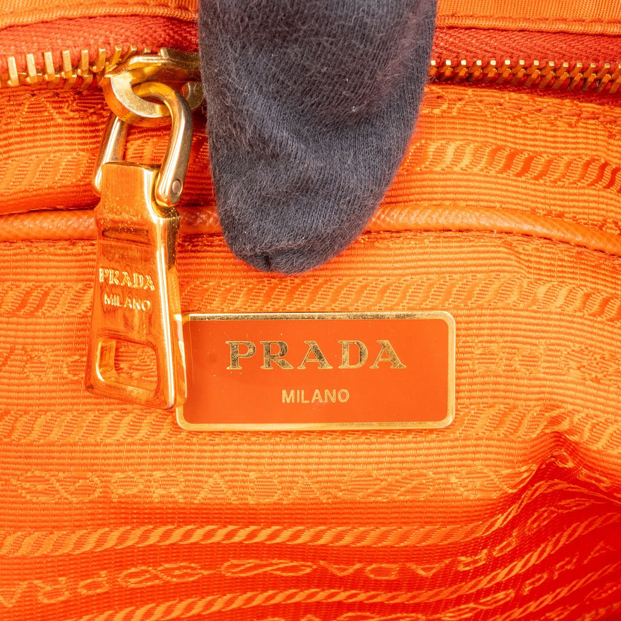 Prada Prada Saffiano Orange Nylon Handbag Oranje