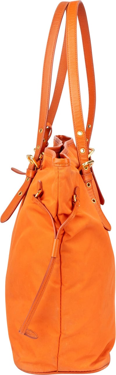 Prada Prada Saffiano Orange Nylon Handbag Oranje