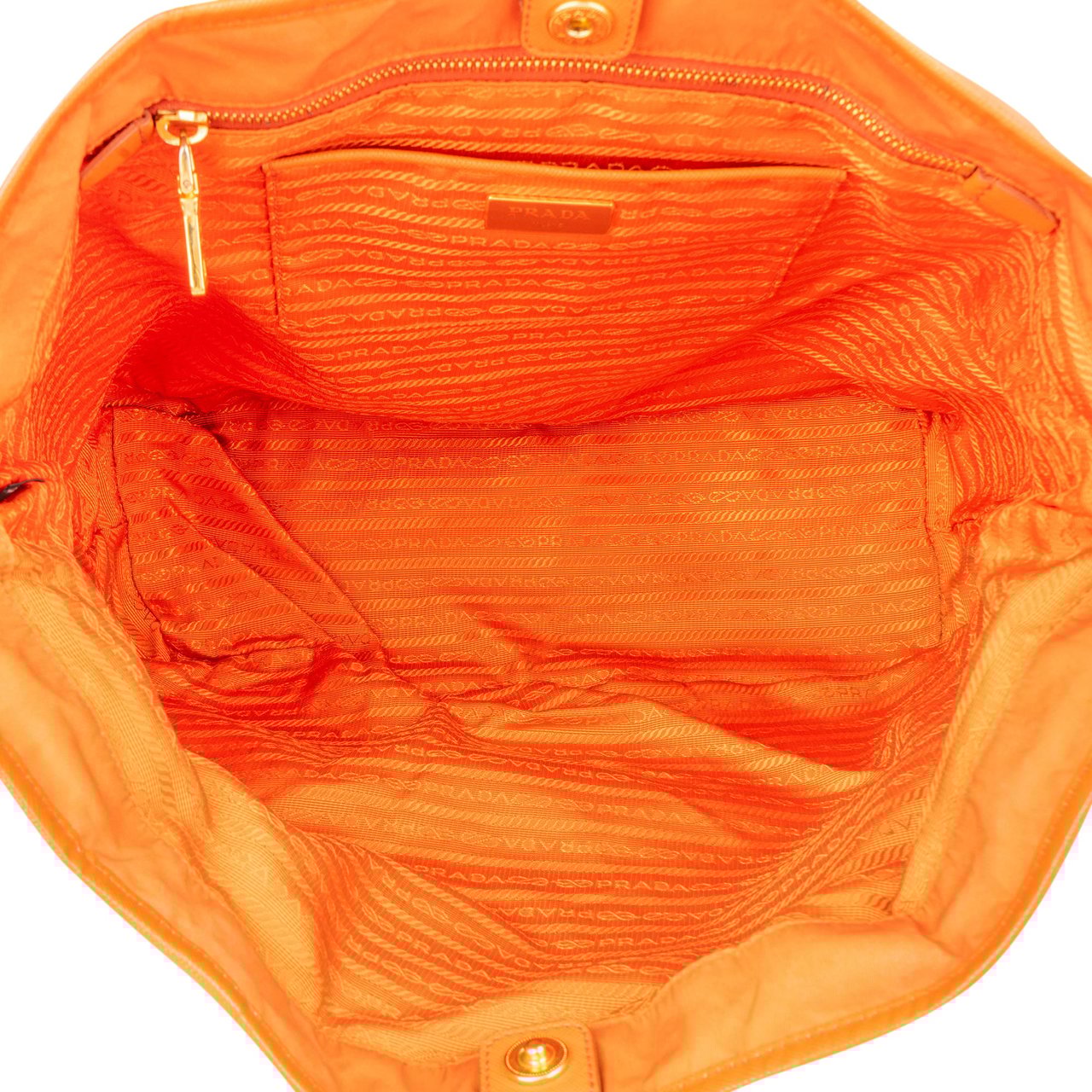 Prada Prada Saffiano Orange Nylon Handbag Oranje