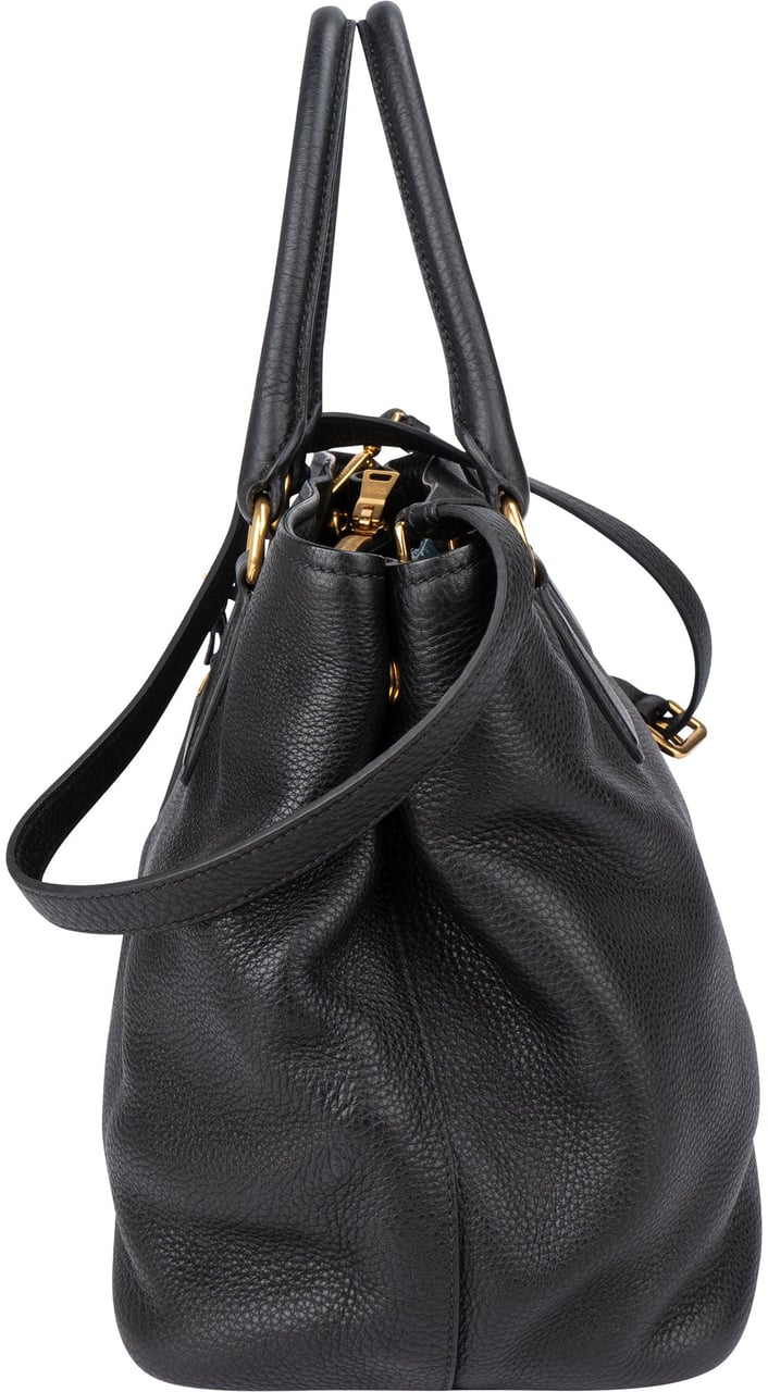 Prada Prada Black Leather Vitello Handbag Zwart