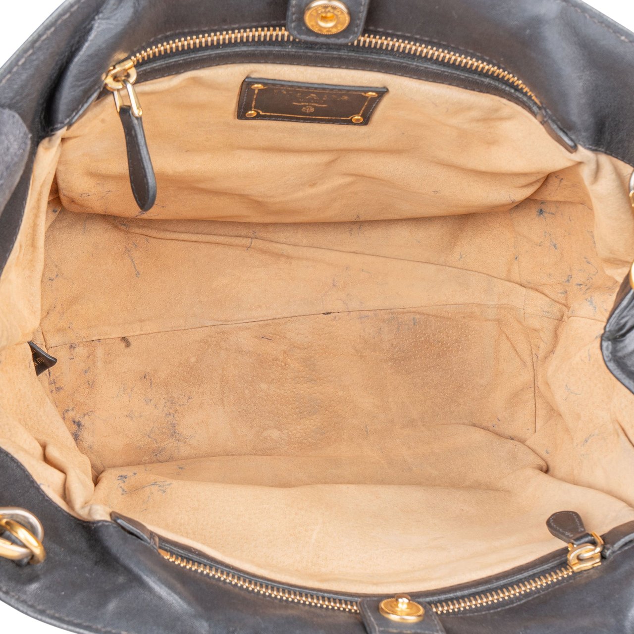 Prada Prada Black Leather City Handbag Zwart
