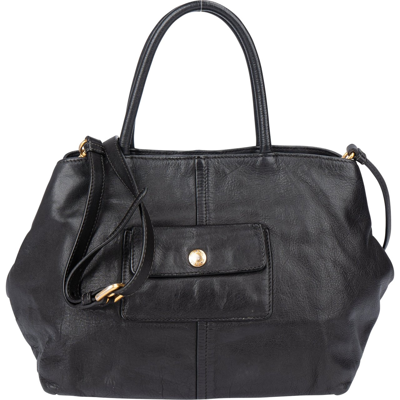 Prada Prada Black Leather City Handbag Zwart