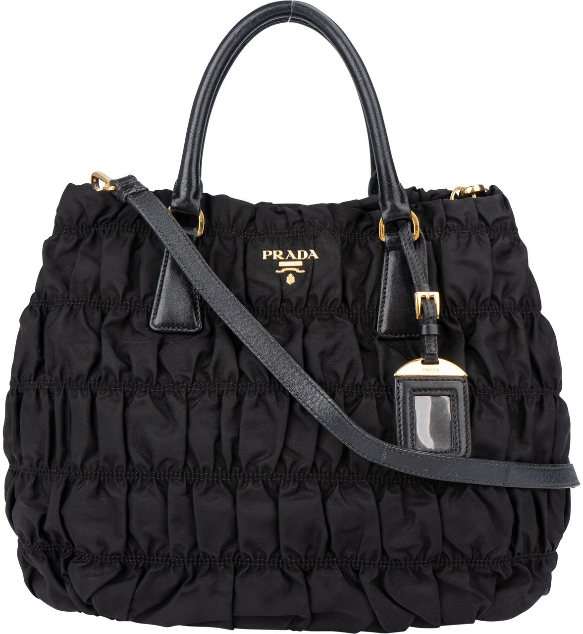 Prada Prada Quilted Nylon City Handbag Zwart