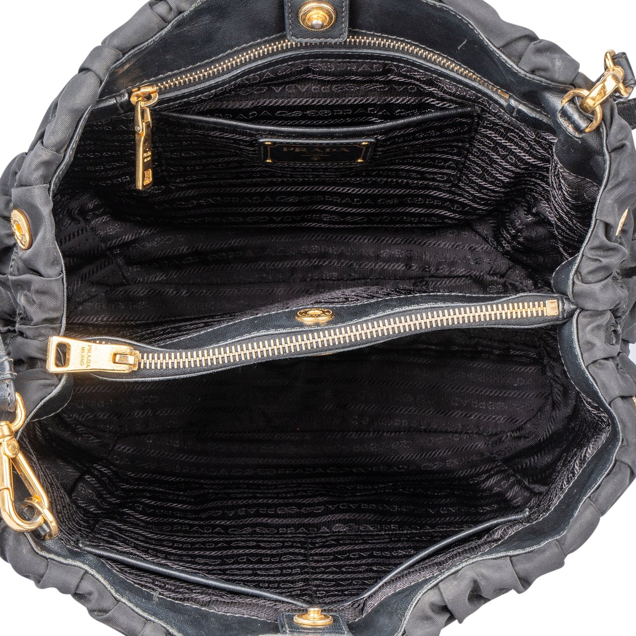 Prada Prada Quilted Nylon City Handbag Zwart