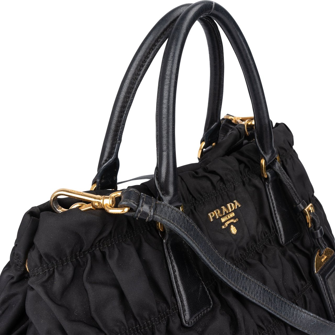 Prada Prada Quilted Nylon City Handbag Zwart