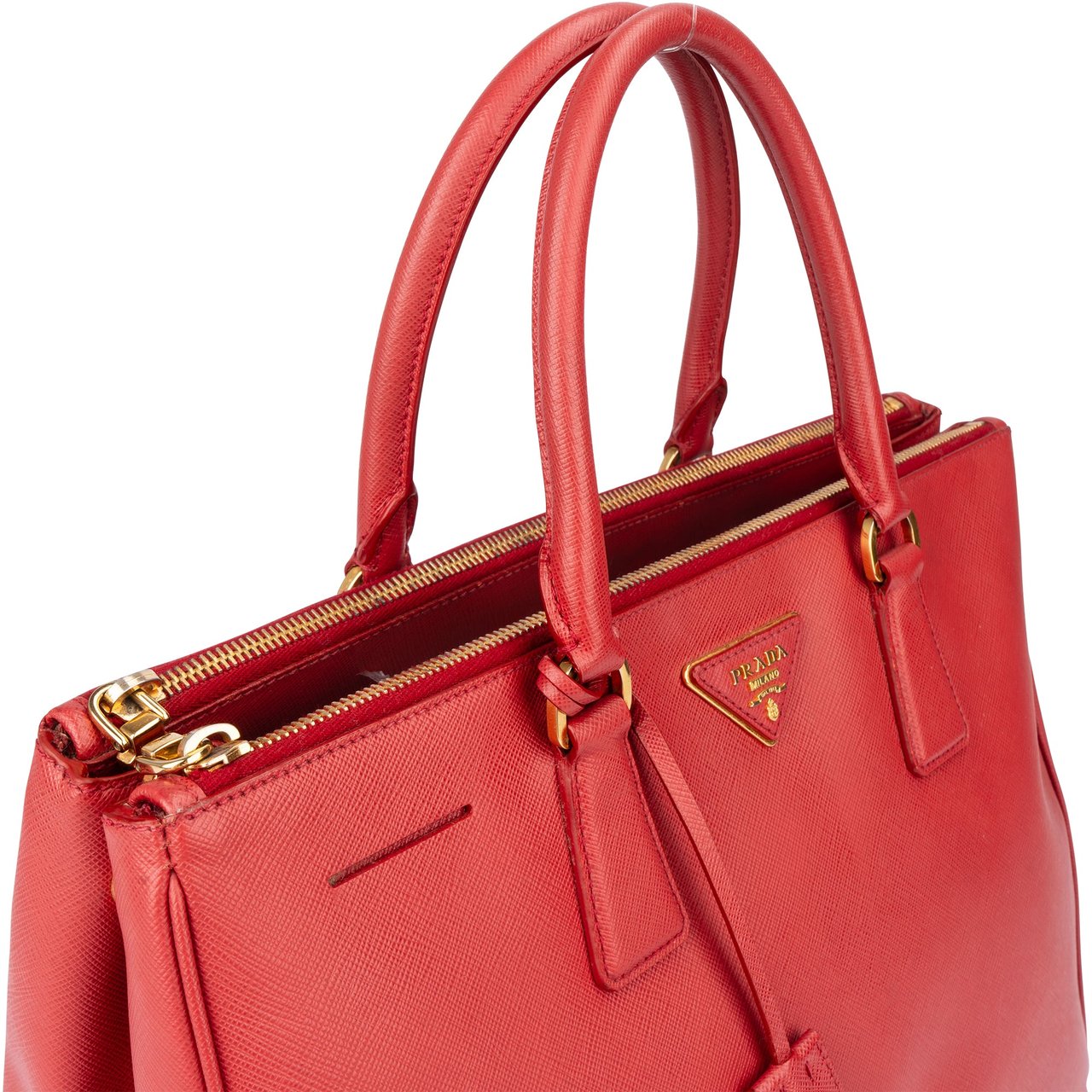Prada Prada Red Saffiano Leather Galleria Handbag Roze