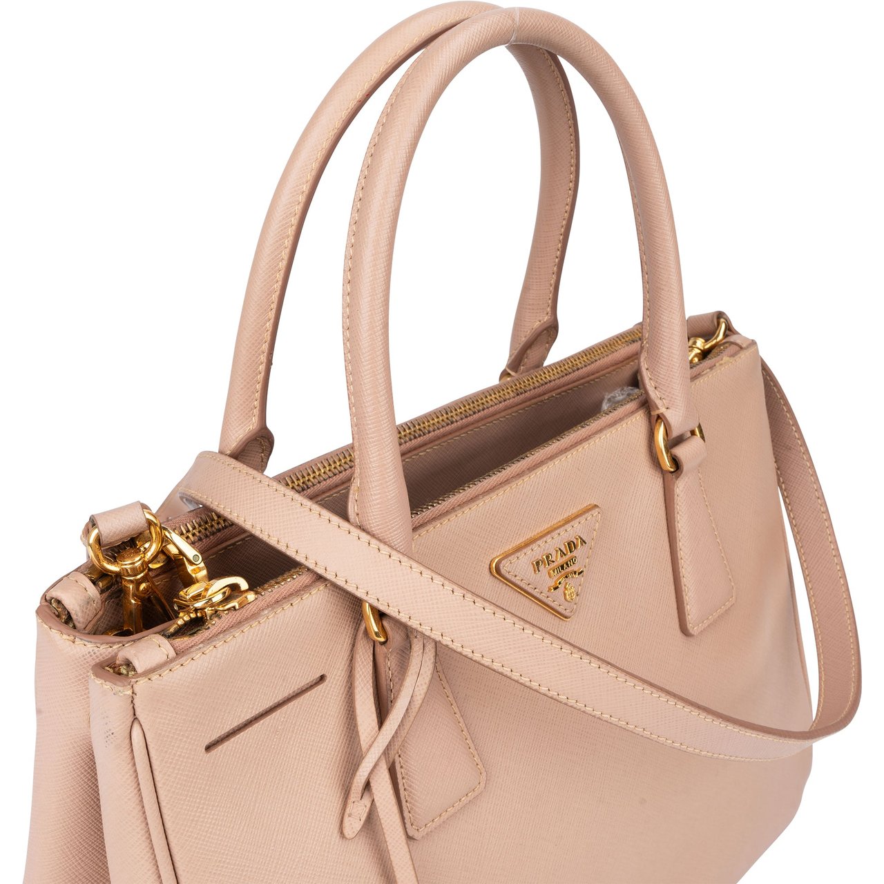 Prada Prada Pink Saffiano Leather Galleria Handbag Roze