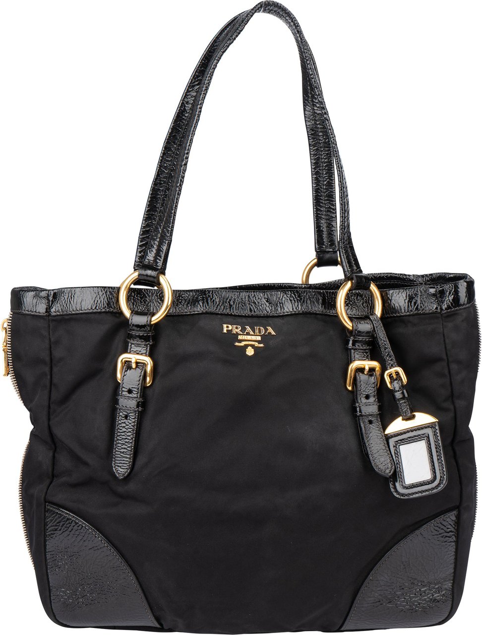 Prada Black Nylon Zipper Handbag Zwart
