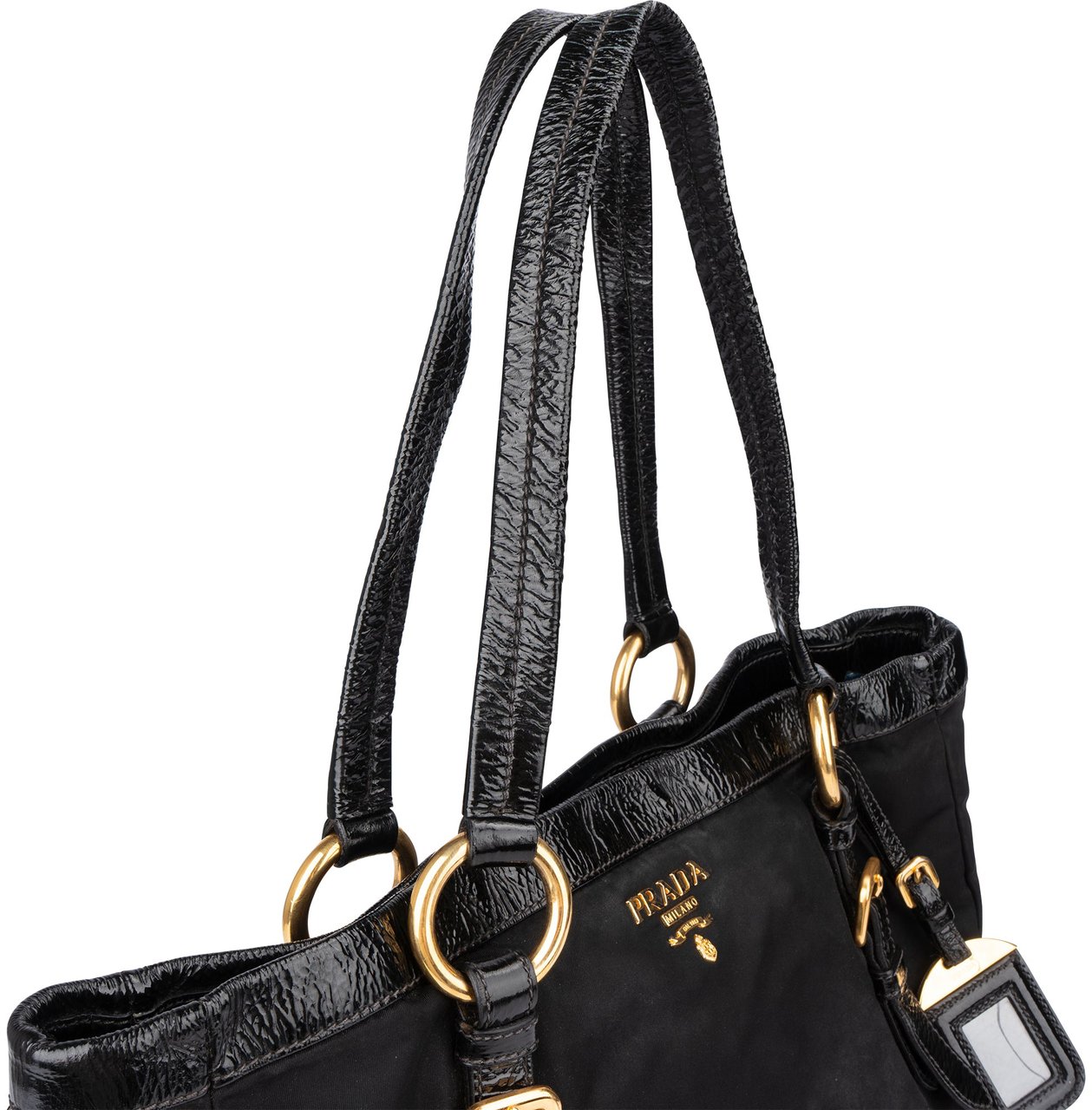 Prada Black Nylon Zipper Handbag Zwart