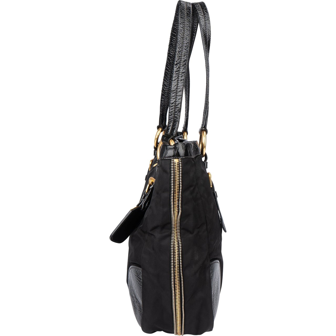 Prada Prada Black Nylon Zipper Handbag Zwart