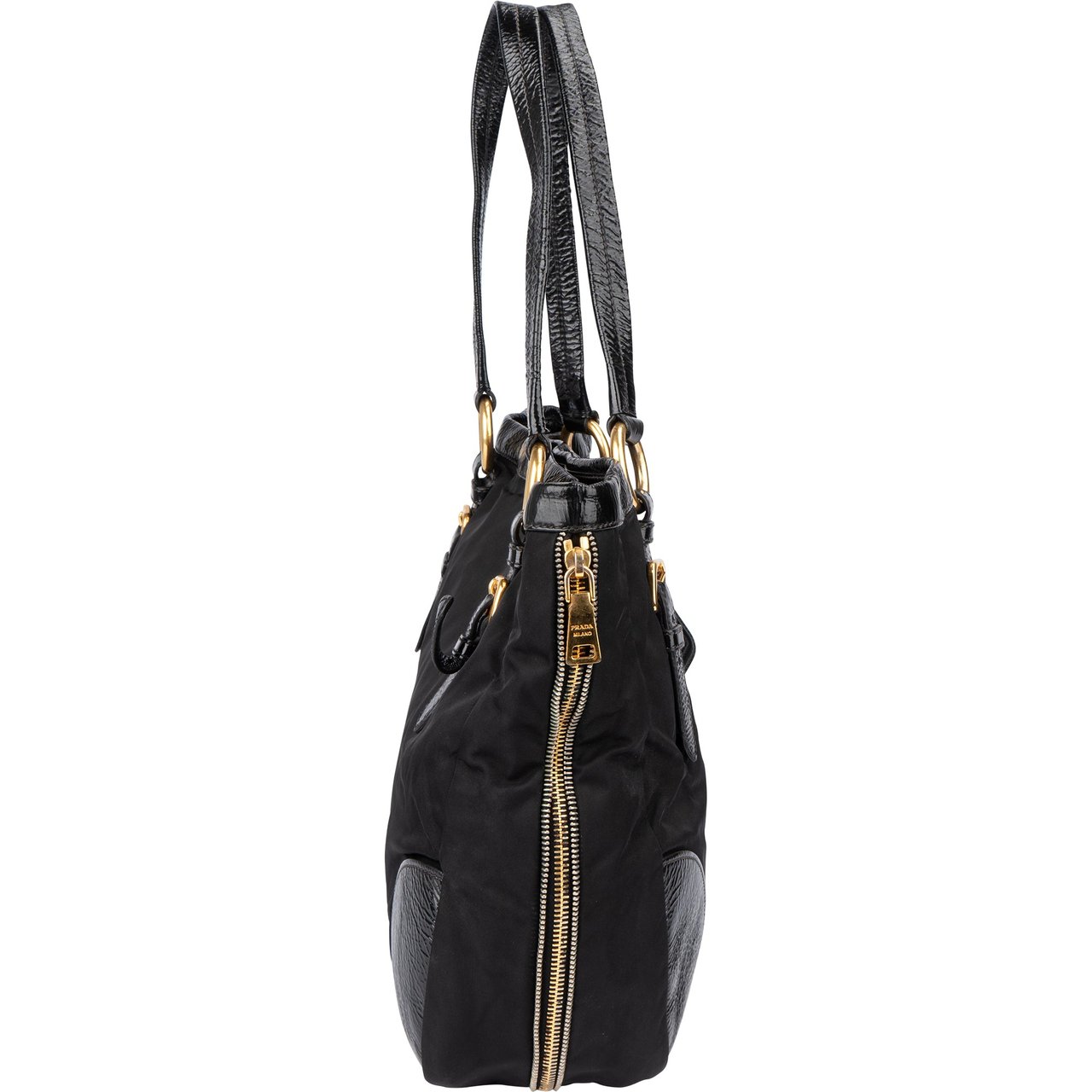 Prada Prada Black Nylon Zipper Handbag Zwart
