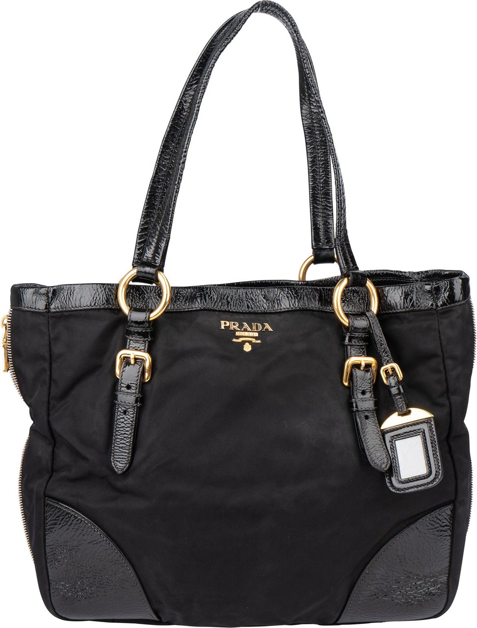 Prada Prada Black Nylon Zipper Handbag Zwart