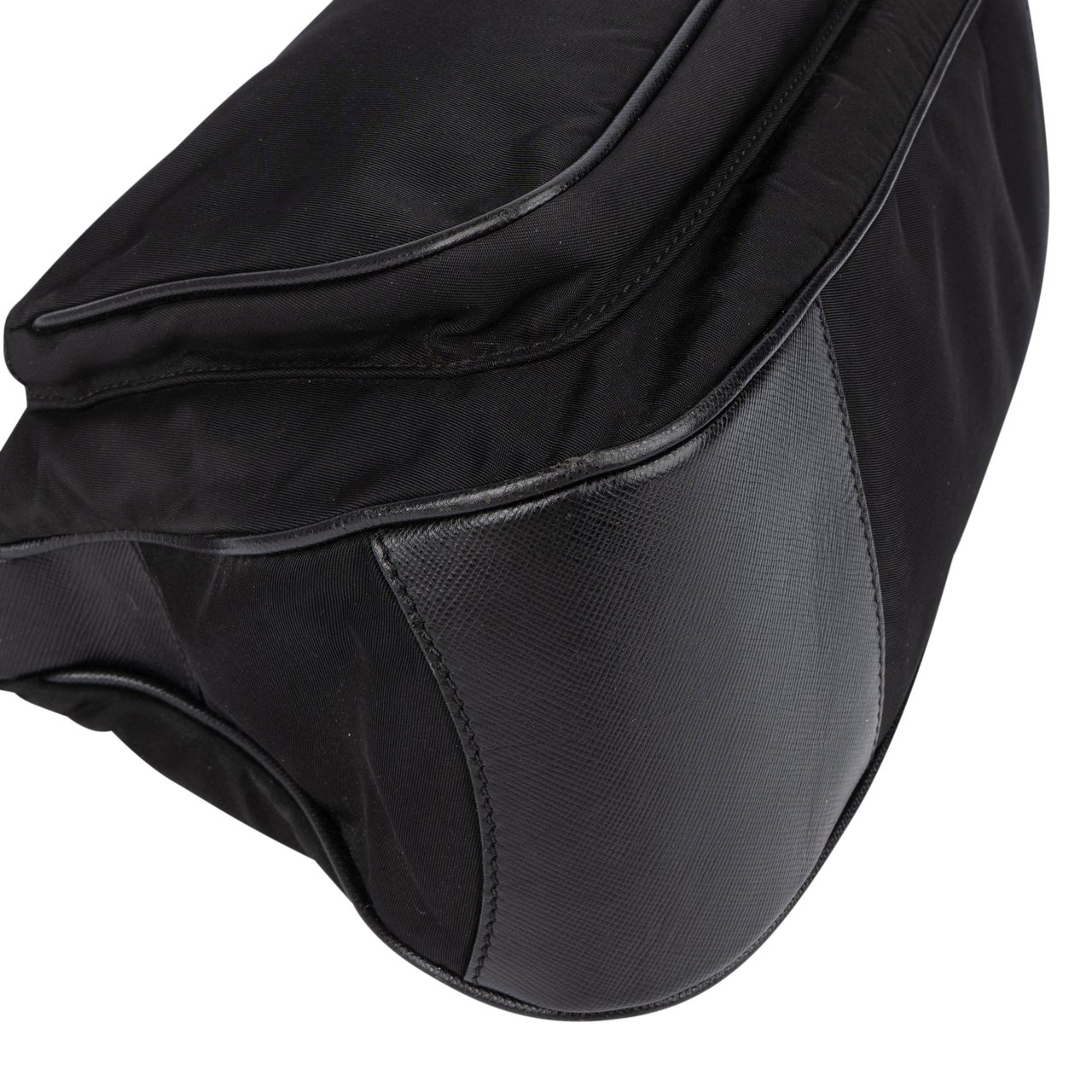 Prada Prada Black Nylon Triangle Shoulder Bag Zwart