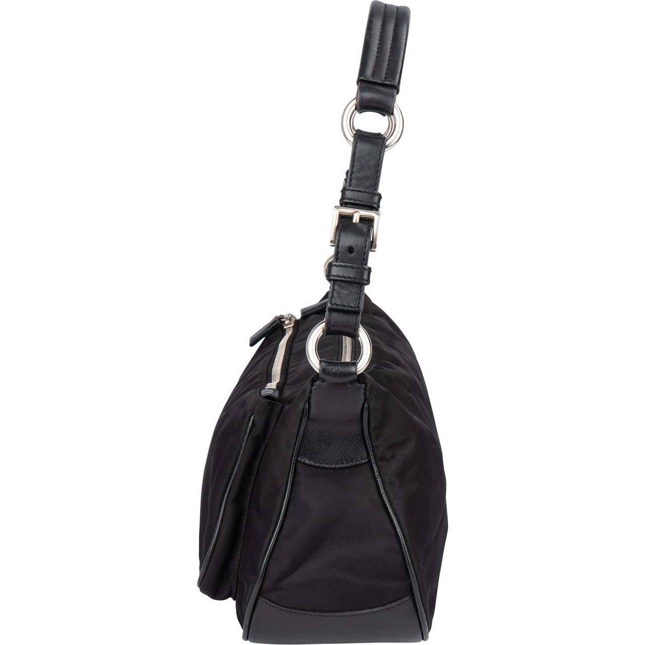 Prada Prada Black Nylon Triangle Shoulder Bag Zwart