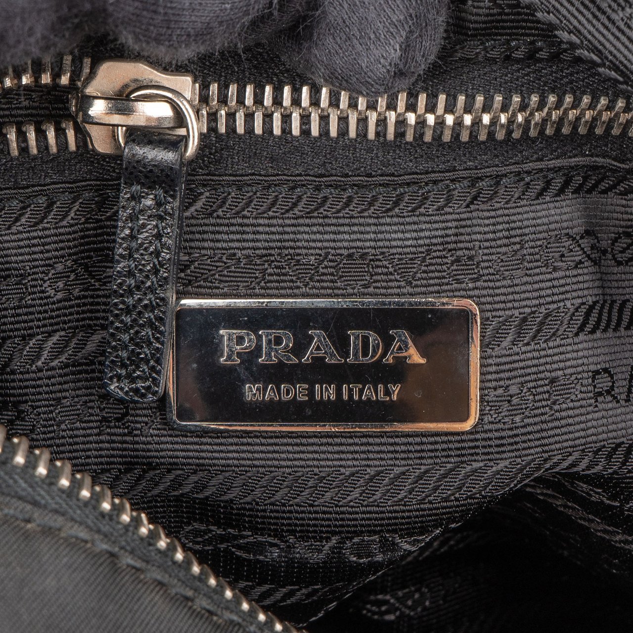 Prada Prada Black Nylon Triangle Shoulder Bag Zwart
