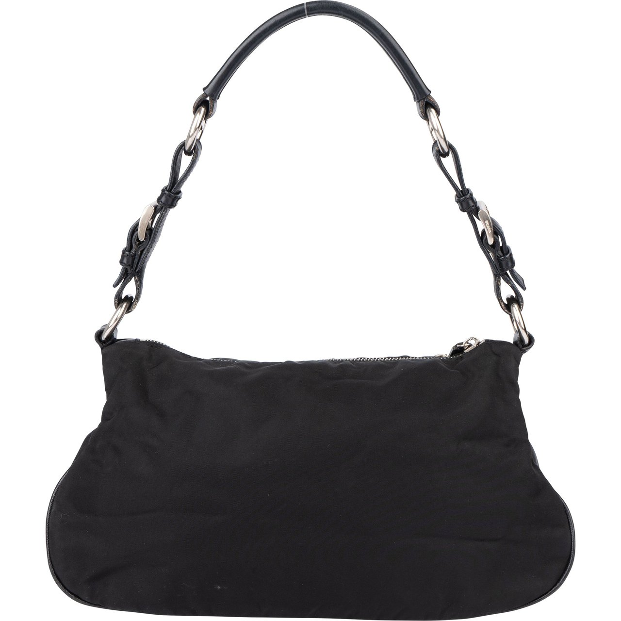 Prada Prada Black Nylon Triangle Shoulder Bag Zwart