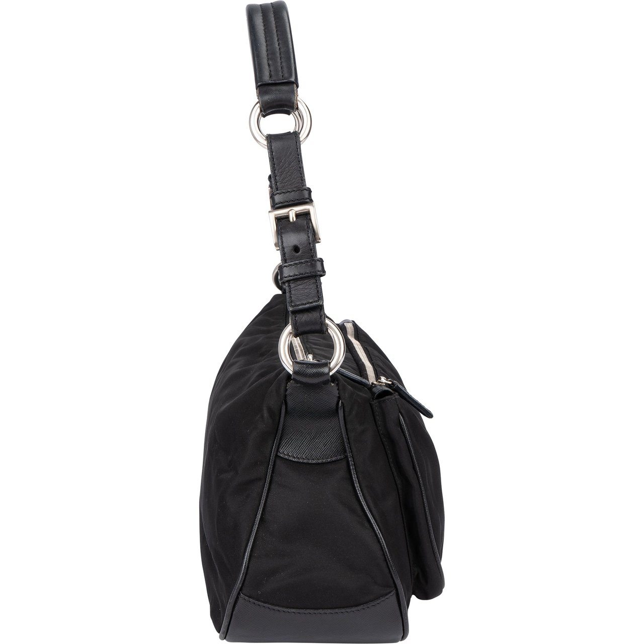 Prada Prada Black Nylon Triangle Shoulder Bag Zwart