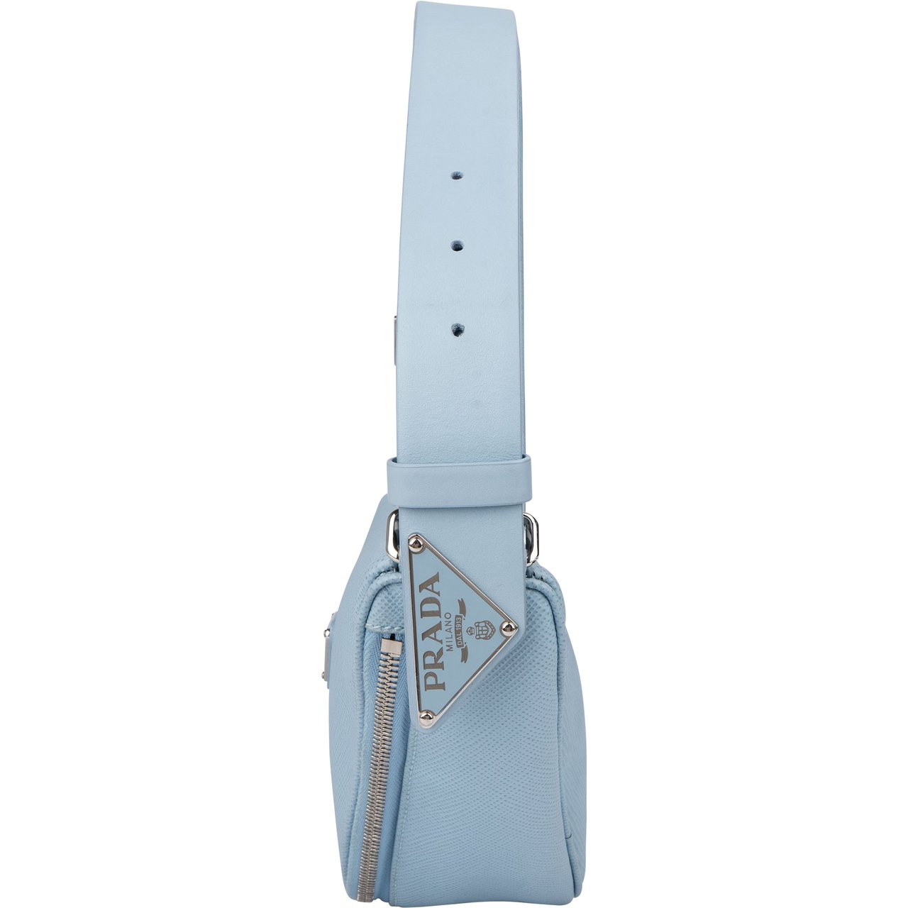 Prada Prada Blue Saffiano Leather Triangle 3 in 1 Crossbody Bag Blauw