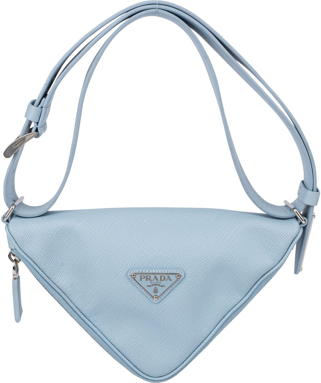 Prada Prada Blue Saffiano Leather Triangle 3 in 1 Crossbody Bag Blauw