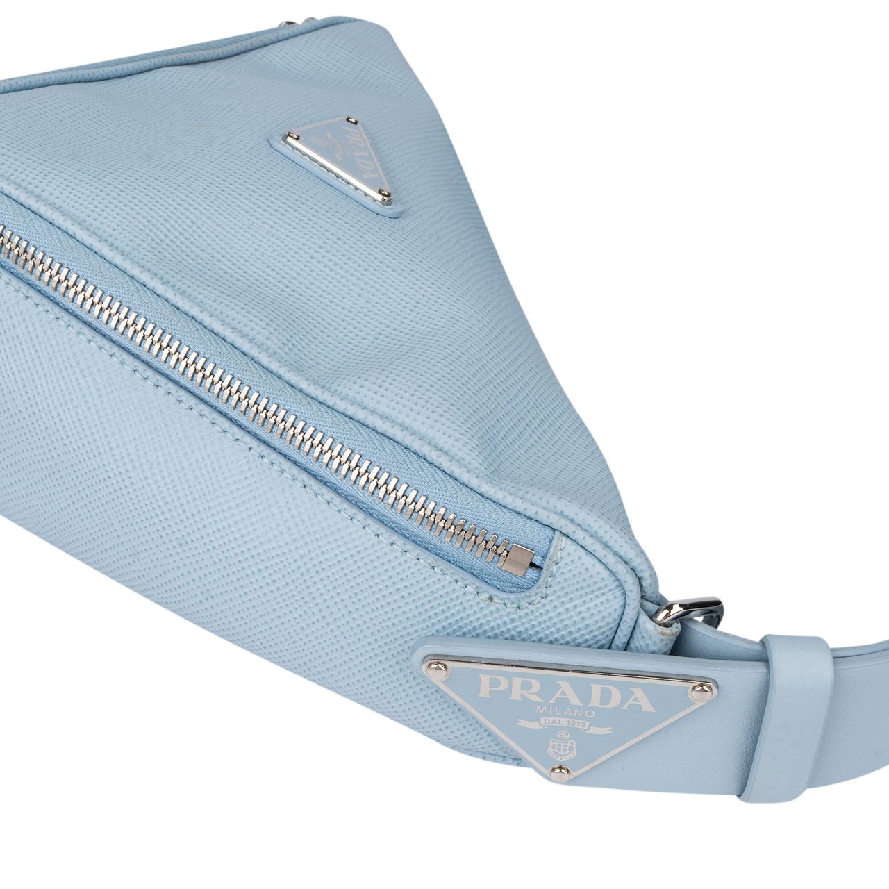 Prada Prada Blue Saffiano Leather Triangle 3 in 1 Crossbody Bag Blauw