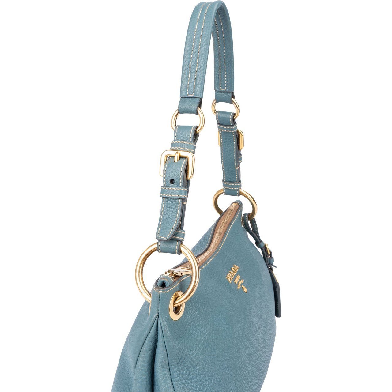 Prada Prada Blue Leather Cleo Shoulder Bag Blauw
