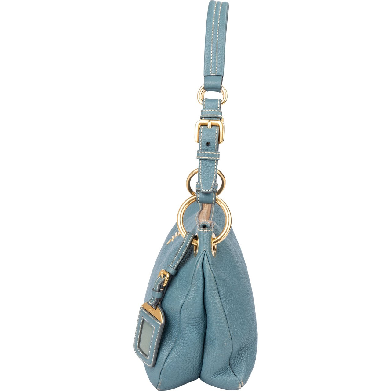 Prada Prada Blue Leather Cleo Shoulder Bag Blauw
