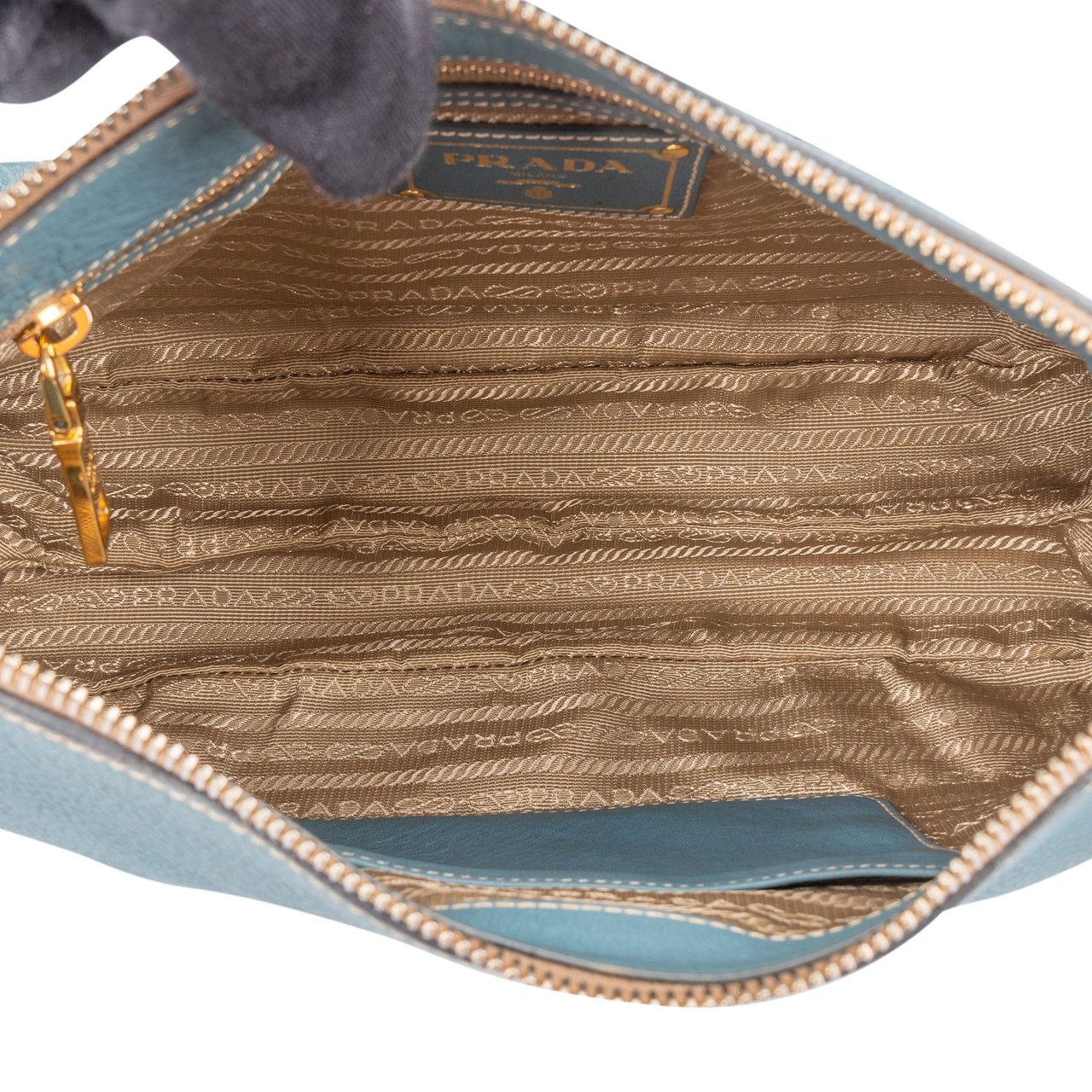 Prada Prada Blue Leather Cleo Shoulder Bag Blauw